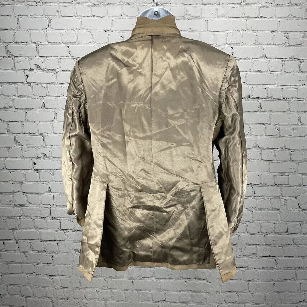 M K Loo Brown Suede Like Handmade Custom Tailor 2 Button Blazer Jacket Size 38
